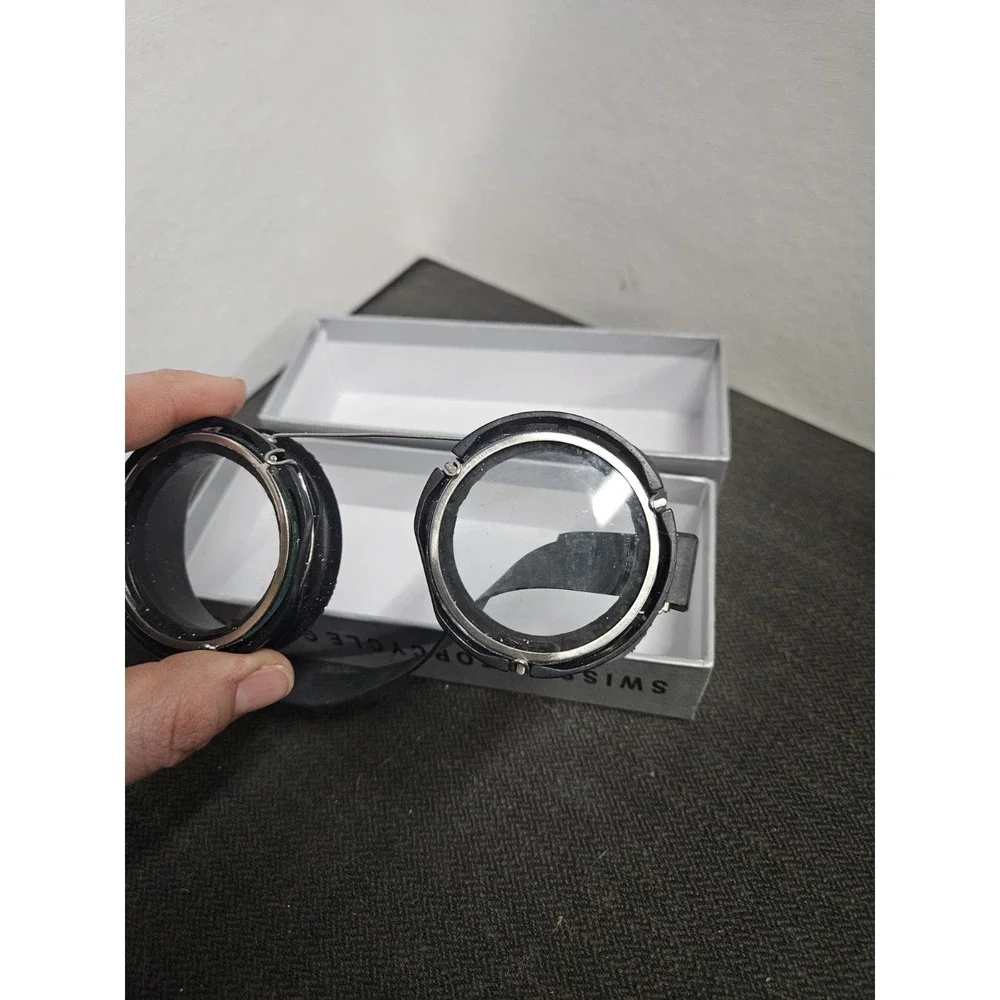 US SPEC Swiss Army Safety Round Motorcycle Goggles Protection Glass with Box